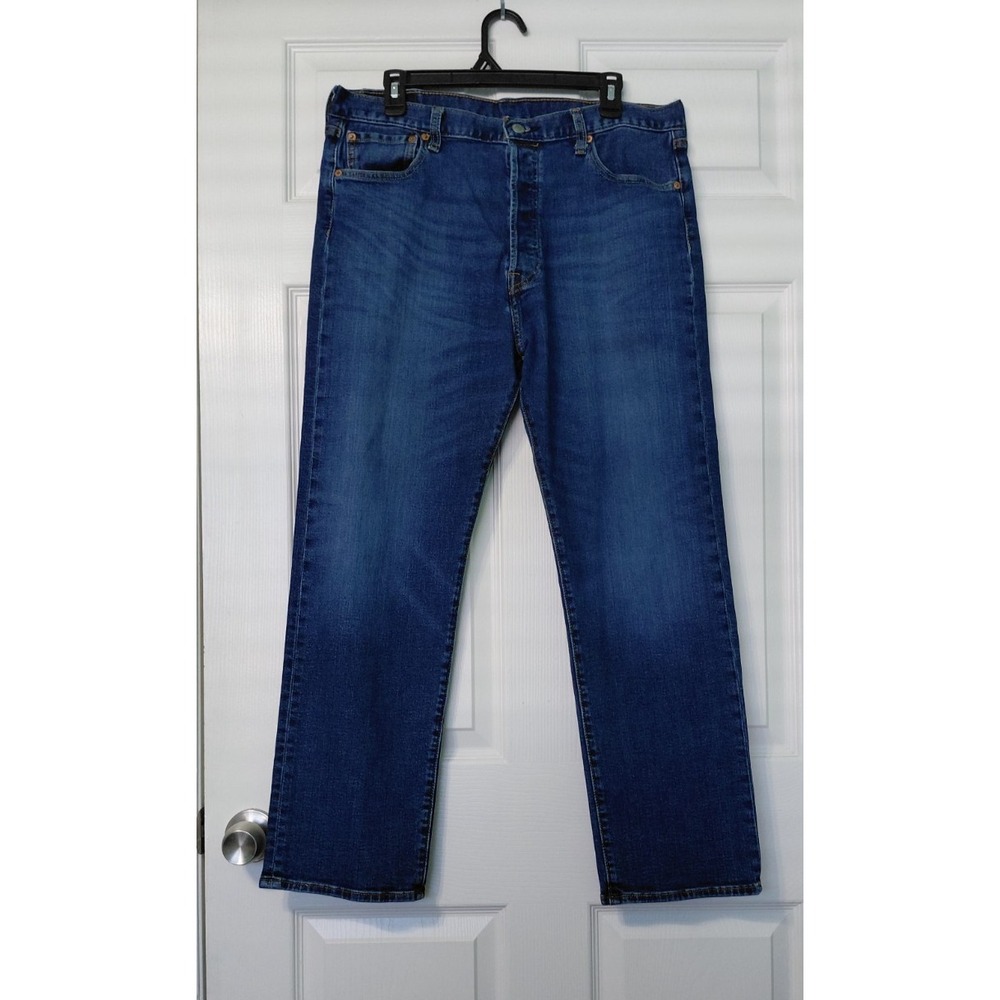 Levis 501 Original Fit Mens Blue Stretch Denim Button Fly Jeans 36x30